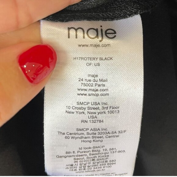 Maje Size M Rotery Grommet Trim Dress Mini LBD Flowy Rocker Bell Sleeve Flare - Picture 11 of 15